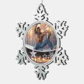 Weihnachten SlipperyJoe Silber goldene Sterne feuc Schneeflocken Zinn-Ornament (Rechts)