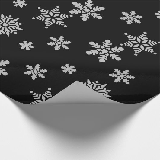 Weihnachten Snowflake Kristallkulisse in Schwarz Geschenkpapier (Ecke)