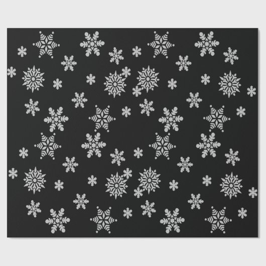 Weihnachten Snowflake Kristallkulisse in Schwarz Geschenkpapier (Flach)