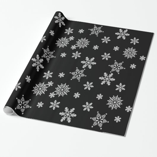 Weihnachten Snowflake Kristallkulisse in Schwarz Geschenkpapier (Ungerollt)