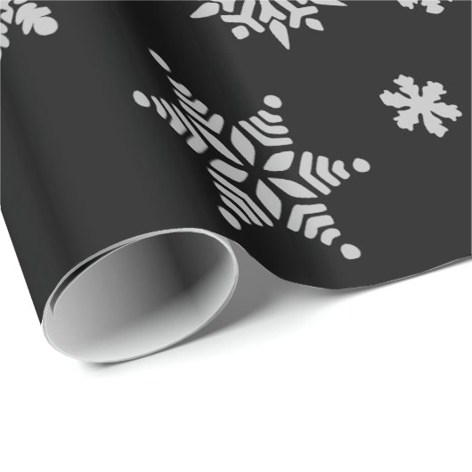 Weihnachten Snowflake Kristallkulisse in Schwarz Geschenkpapier (Rolleneckpunkt)