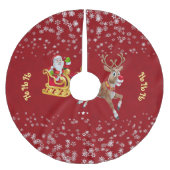 Weihnachten Snowflake Santa Ho Ho Rentier Sleigh Polyester Weihnachtsbaumdecke (Vorderseite)