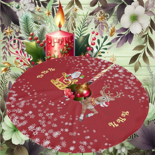 Weihnachten Snowflake Santa Ho Ho Rentier Sleigh Polyester Weihnachtsbaumdecke