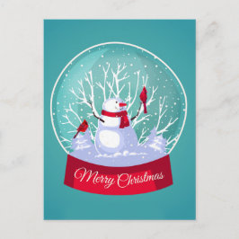 Weihnachten Snowglobe Snowman Kardinal Rote Vögel Postkarte