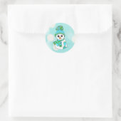 Weihnachten Snowman Aquamarin Background Urlaub Sa Runder Aufkleber (Tasche)