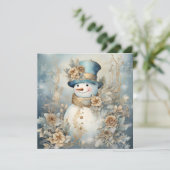 Weihnachten Snowman Blue und Gold (Stehend Vorderseite)