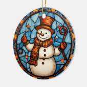 Weihnachten Snowman Buntglas-Stil Keramik Ornament (Links)
