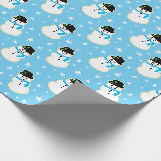 Weihnachten Snowman Cookie Pattern Geschenkpapier (Ecke)
