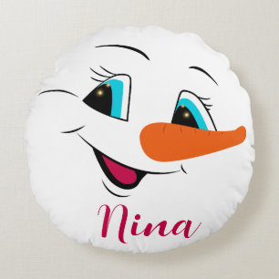 Weihnachten Snowman Face Personalisierter Name Fei Rundes Kissen