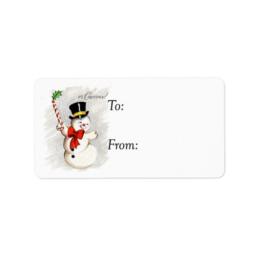 Weihnachten! Snowman Gift Tag Adressaufkleber (Vorne)