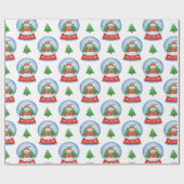 Weihnachten Snowman Globe und Weihnachtsbaumen Geschenkpapier (Flach)