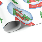 Weihnachten Snowman Globe und Weihnachtsbaumen Geschenkpapier (Rolleneckpunkt)