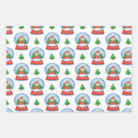 Weihnachten Snowman Globe und Weihnachtsbaumen Geschenkpapier Set (Vorderseite 2)