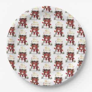 Weihnachten Snowman Gold Frohe Weihnachtsbeschreib Pappteller