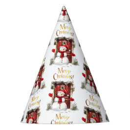 Weihnachten Snowman Gold Frohe Weihnachtsbeschreib Partyhütchen