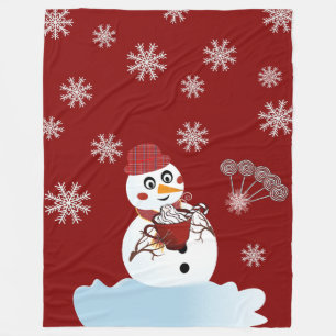 Weihnachten Snowman heiße Schokolade und Bonbons Fleecedecke