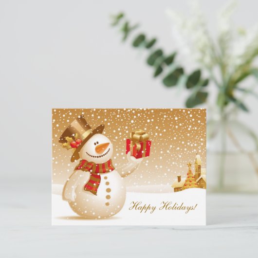 Weihnachten Snowman Holiday Grüße (Stehend Vorderseite)