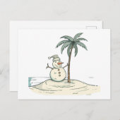 Weihnachten - Snowman in einem tropischen Ambiente Postkarte (Vorne/Hinten)