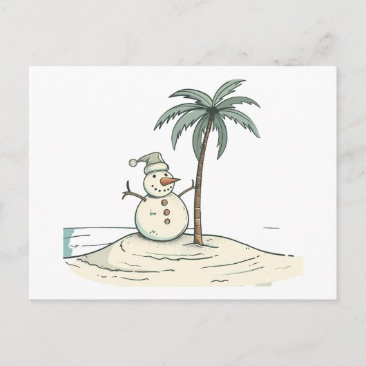 Weihnachten - Snowman in einem tropischen Ambiente Postkarte (Vorderseite)
