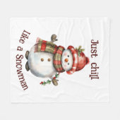 Weihnachten Snowman Just Chill Quote Spaß Wasserfa Fleecedecke (Vorderseite (Horizontal))