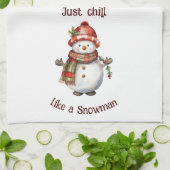 Weihnachten Snowman Just Chill Quote Spaß Wasserfa Geschirrtuch (Gefaltet)