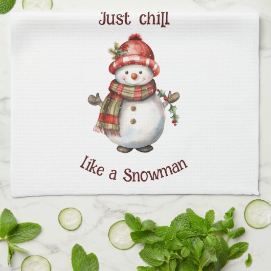 Weihnachten Snowman Just Chill Quote Spaß Wasserfa Geschirrtuch (Gefaltet)