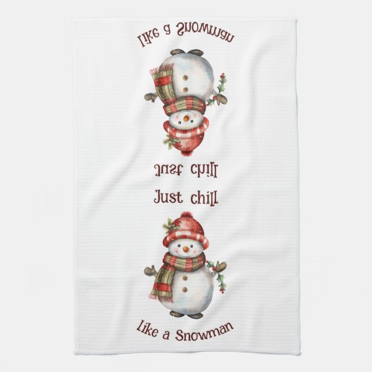 Weihnachten Snowman Just Chill Quote Spaß Wasserfa Geschirrtuch (Vertikal)