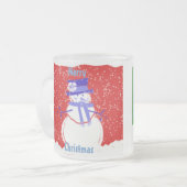 Weihnachten Snowman Mattiert Glass Tasse - Geschen (Vorderseite Links)