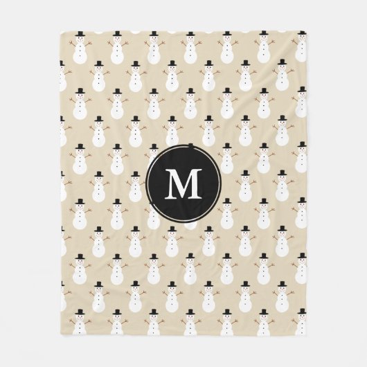 Weihnachten Snowman Pattern & Initialbrief Fleecedecke (Vorderseite)