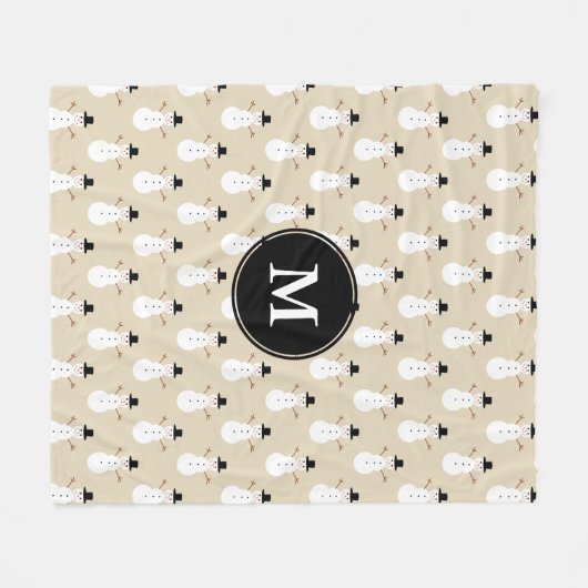 Weihnachten Snowman Pattern & Initialbrief Fleecedecke (Vorderseite (Horizontal))