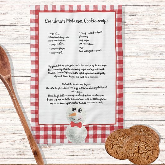 Weihnachten Snowman Rezept Keepake Rot Kariert Geschirrtuch