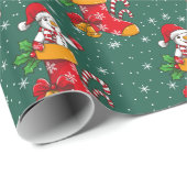 Weihnachten Snowman Snowflakes Candy Canes Pattern Geschenkpapier (Rolleneckpunkt)