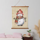 Weihnachten Snowman Snowwoman Dekoration Spaß Wass Wandteppich Mit Holzrahmen (Schlafzimmer)