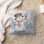 Weihnachten Snowman Watercolor Schnee Kissen (Decke)
