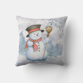 Weihnachten Snowman Watercolor Schnee Kissen (Rückseite)