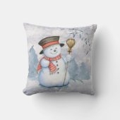 Weihnachten Snowman Watercolor Schnee Kissen (Vorderseite)