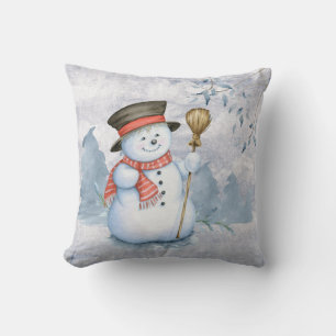 Weihnachten Snowman Watercolor Schnee Kissen