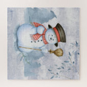 Weihnachten Snowman Watercolor Schnee Puzzle (Horizontal)