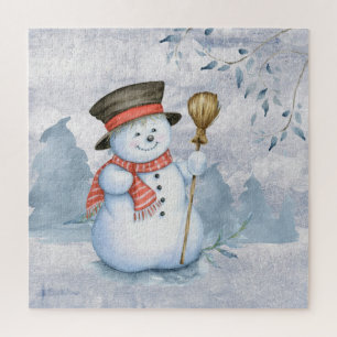 Weihnachten Snowman Watercolor Schnee Puzzle