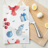 Weihnachten Snowmen Rote Kardinäle Ornamente Geschirrtuch (Viertel Falte)