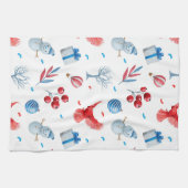 Weihnachten Snowmen Rote Kardinäle Ornamente Geschirrtuch (Horizontal)