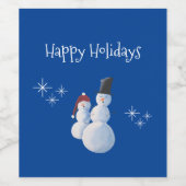Weihnachten Snowmen Schneeflocken Happy Holidays Weinetikett (Einzelnes Label)