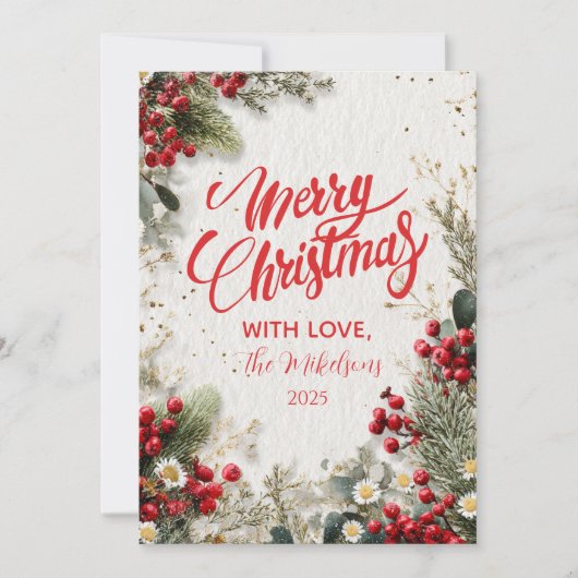 Weihnachten Snowy Greenery und Berries (Vorderseite)