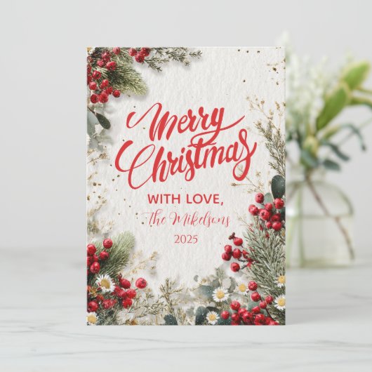 Weihnachten Snowy Greenery und Berries (Stehend Vorderseite)