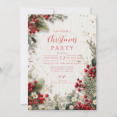 Weihnachten Snowy Greenery und Berries Einladung (Vorderseite)