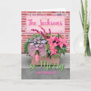 Weihnachten So fröhlich und hell in Rosa und Grün Karte