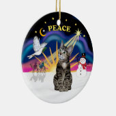 Weihnachten Sonnenaufgang - Brown Tabby Tiger Cat Keramikornament (Rechts)