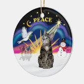 Weihnachten Sonnenaufgang - Brown Tabby Tiger Cat Keramikornament (Links)