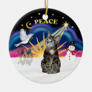 Weihnachten Sonnenaufgang Brown Tabby Tiger Katze Keramikornament