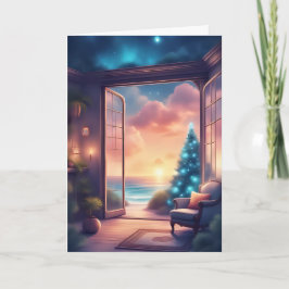 Weihnachten Sonnenuntergang am Meer Karte